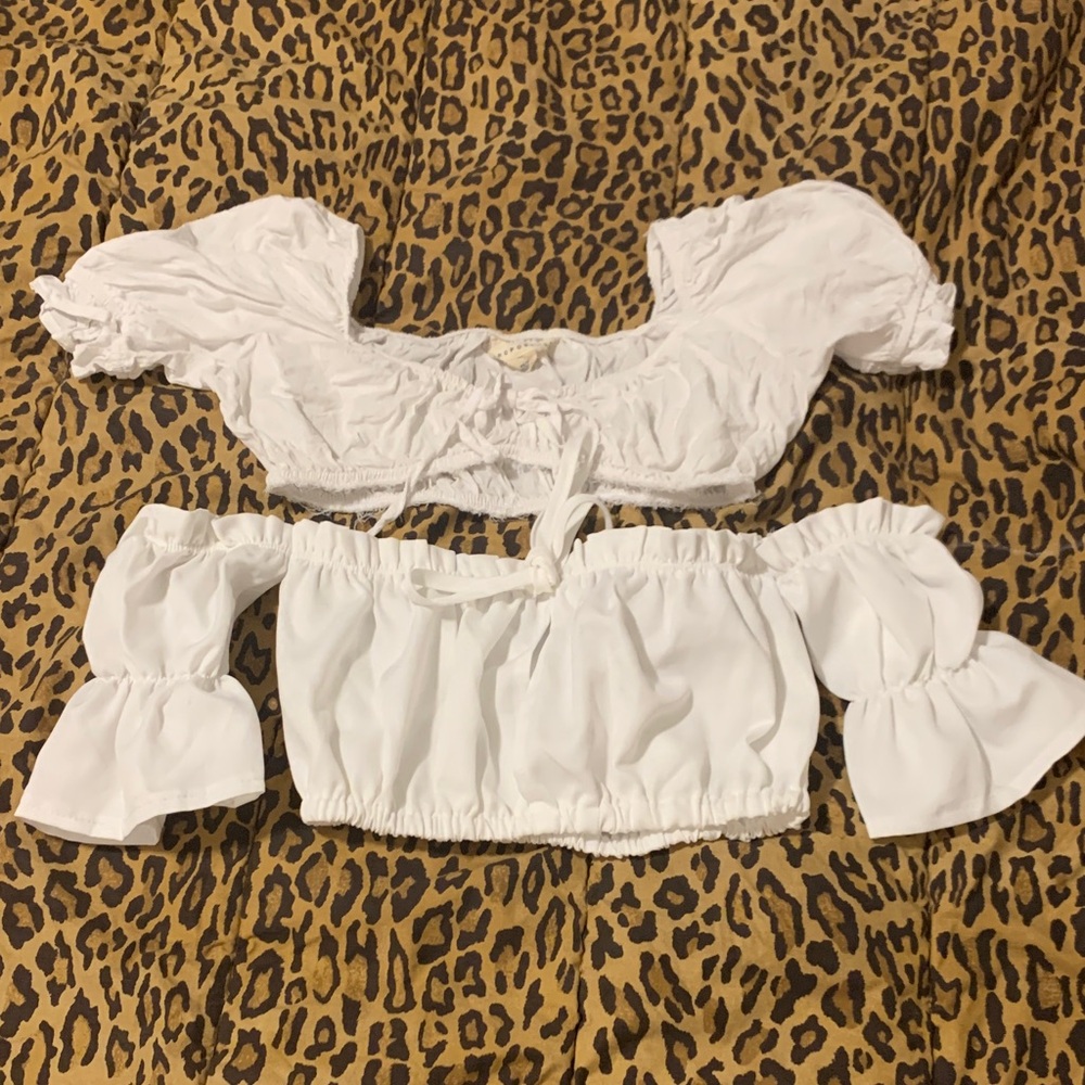 White Off-Shoulder Crop Top Bundle